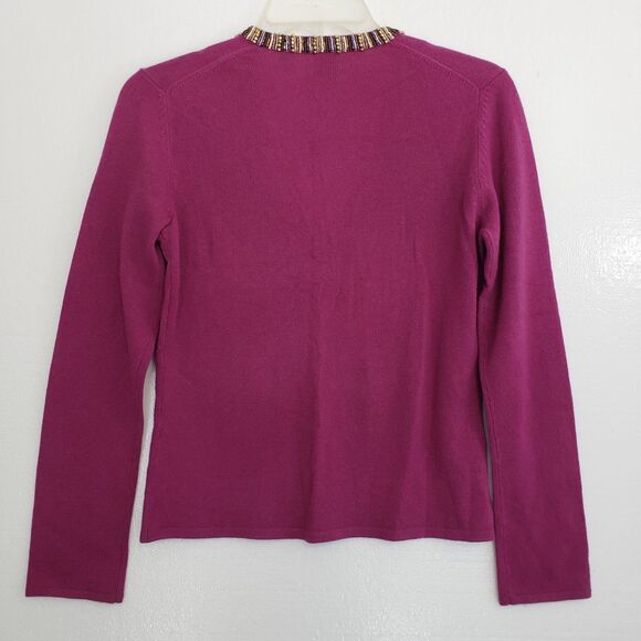 Cullen Women's 100% Cashmere V-neck Sweater, Decorative Neckline, Size Small - Picture 8 of 8